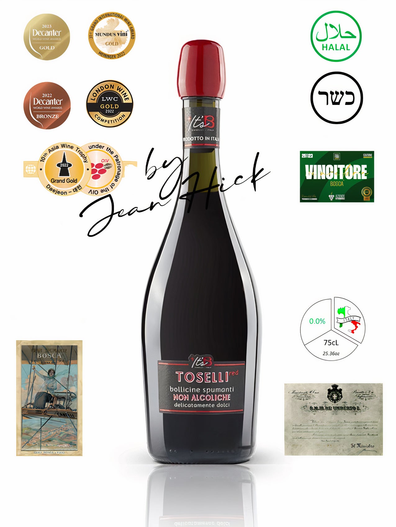 BOSCA TOSELLI 0.0% RED SEMI-SWEET SPARKLING WINE