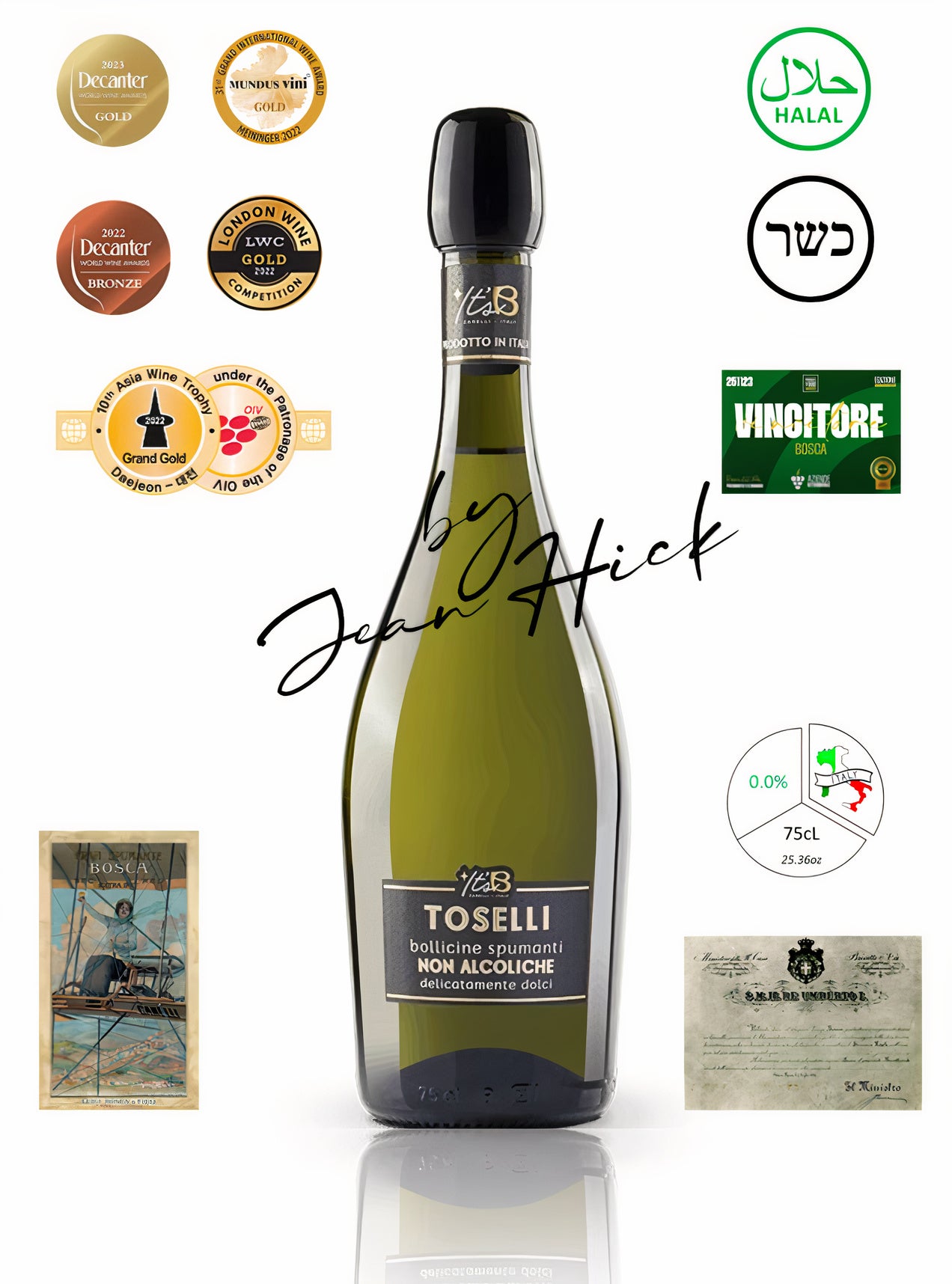 BOSCA TOSELLI 0.0% WHITE SEMI-SWEET SPARKLING WINE